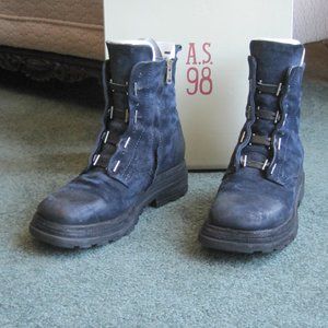 AS98 Lanford Blue and Black Leather Laced Boot 39